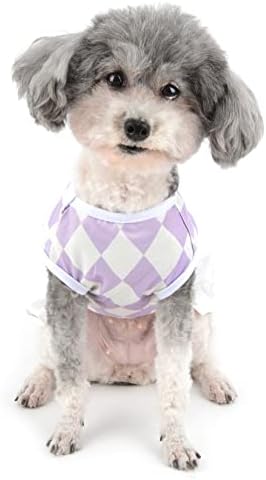 זוניאה כלב בנות שמלות לכלבים קטנים דפוס רומבוס קיץ גור גור שמלת תות חמוד כלב כלב שמלת שמלת אפוד רכה ראפלס שמלה Chihuaua יורקי חצאית לבוש
