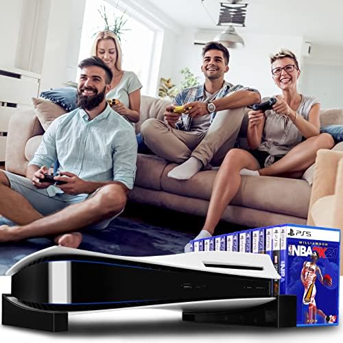 Sikemay PS5 Stand אופקי, PlayStation5 אביזרים מחזיק תואם לפלייסטיישן 5 דיסק ומהדורות דיגיטליות, עמדת שולחן עם 16 אחסון דיסק משחק, עמדת