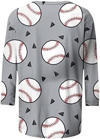 יום האם 3/4 חולצות שרוול לנשים בייסבול קיץ אמא מוליך צווארון מזדמן של נשים צוואר טרנדי טרנדי