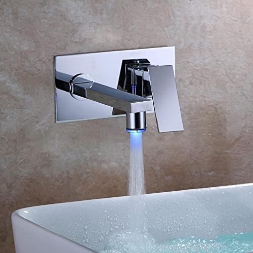 אגן אמבטיה ברז ברז קיר רכוב אור LED ידית יחידה בכיור בכיור ברז 2 חורים