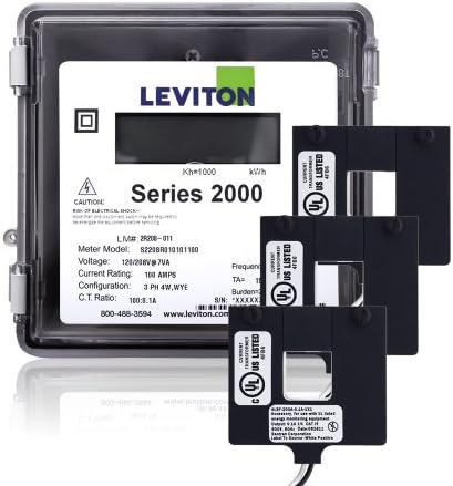 Leviton 2O208-12W Series 2000 120/208V 3P4W 1200A ערכת מטר KWH חיצונית עם 3 CTS Core Core Split