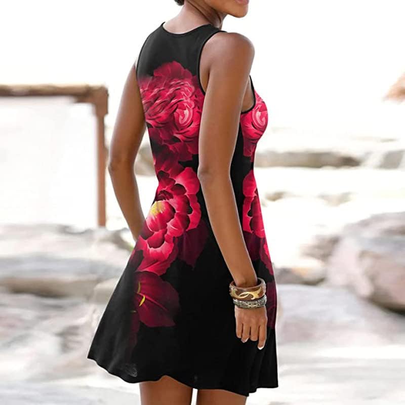 שמלות קיץ של Gesaofa לנשים 2023, חלול חוצה שמלות ללא שרוולים ללא שרוולים שמלות סאן בוהו שמלות חוף קו קו