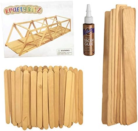 ערכת גשר מסבך עץ מושלם של סטיקס - ערכת גשר גזע שלמה עם הוראות המיוצרות בארהב - נהדר לפרויקטים בבית הספר/למידה מבוססת STEM