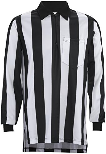 שופט כדורגל של אדמס שרוול ארוך 2-1/4 חולצת פס, שחור/לבן