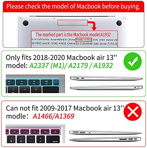Seorsok תואם ל- MacBook Air 13 אינץ 'מארז 2020 2019 2018 שחרור A1932 A2179 M1 A2337 מזהה מגע, מארז מעטפת קשה מפלסטיק עם כיסוי מקלדת