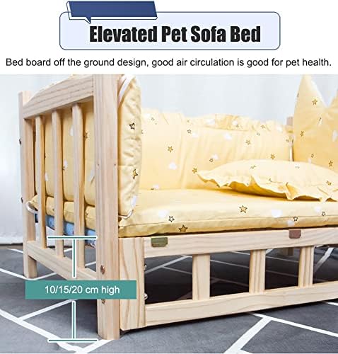 ריהוט מיטת כלבים כבד של Srnsaeb, מיטת ספה מחמד מוגבהת עם כרית התחממות נוחה, מלונות כלבים קטנות בינוניות גדולות, קל להרכבה