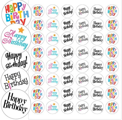 יום הולדת שמח מעטפת חותמות-1.2 יום הולדת שמח מדבקות-144 מדבקות