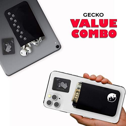 צרור ארנק טלפון - מחזיק כרטיסי דבק - כיס טלפון סלולרי - הדבק בכיס לייקרה באמצעות Gecko - נשיאת כרטיסי אשראי ומזומן