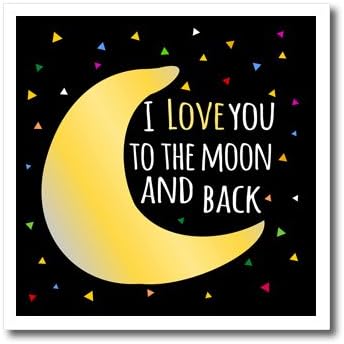 3drose ht_202102_1 אני אוהב אותך לירח ובחזרה אמירה חמודה עם כוכבי משולש ברזל על העברת חום, 8 על 8 , לחומר לבן