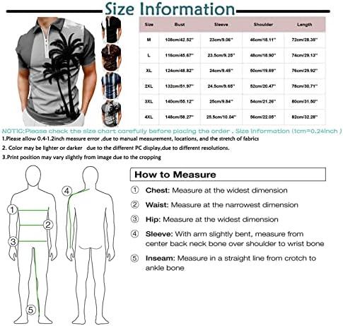 חולצות פולו של RTRDE לגברים שרוול קצר כפתור על חולצות חולצות רוכסן בסגנון הוואי