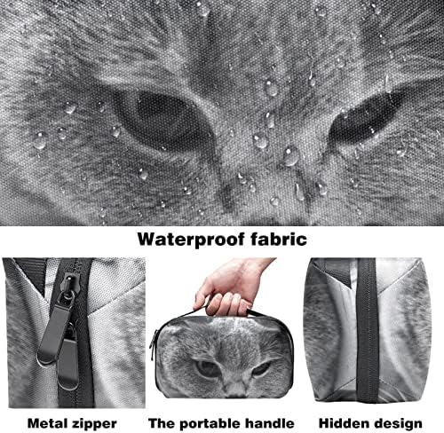 שקית טנדרטיטטיקה תלויה ערכת DOPP לגברים שקית גילוח עמידה במים לנסיעה, חיה של חתול אפור
