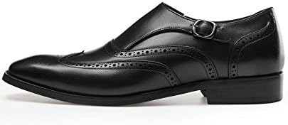 גברים של שמלת נעלי עור אמיתי נזיר רצועת קצה כנף נעליים רשמיות להחליק על בטלן