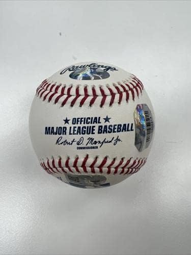נולן ראיין 7 אין פגיעות תאריכים חתומים בבייסבול STAT MLB קנאים אותנטיים - כדורי בייסבול חתימה