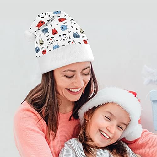 דפוס ילדותי עם כלבים חג המולד כובעי בתפזורת מבוגרים כובעי חג המולד כובע לחגים חג המולד ספקי צד