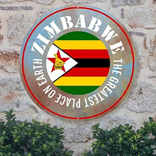 דגל זימבבואה דגל ברוך הבא שלט המקום הגדול ביותר על אדמת שלט מתכת פטריוטי תפאורה פטריוטית מזכרת מזכרת וינטג 'זר מתכת קיר קיר קיר קיר קיר