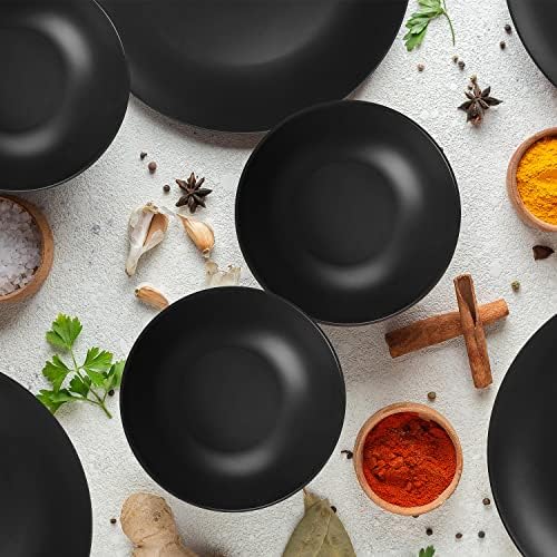 כלי כלי אוכל מערכים 12 צלחות וקערות שחורות מגדירות צלחות מלמין פנים וחוץ שימוש מער