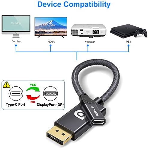 USB C נקבה לתצוגה מתאם כבלים זכר, סוג USB מסוג C 3.1 קלט לממיר DP OUPUT, 4K 60Hz מתאם Thunderbolt 3 USBC עבור MacBook Pro, Mac Air, Chromebook