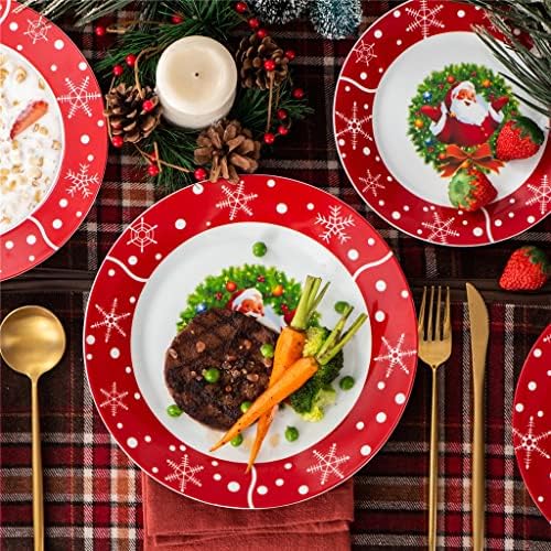 PDGJG 18/36 חתיכת חרסינה בסגנון חג המולד סט צלחת כלי אוכל עם צלחת צלחת קינוח צלחת מרק צלחת מתנה