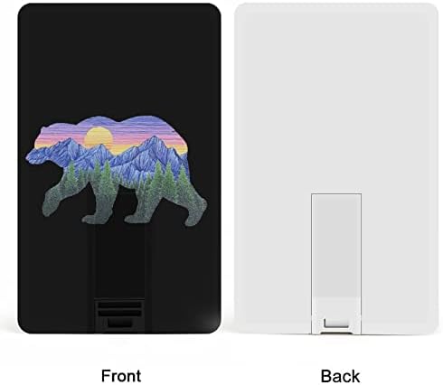 Sunset Bear Card Card Card USB Flash כונן זיכרון נייד מקל אחסון מפתח כונן 32 גרם