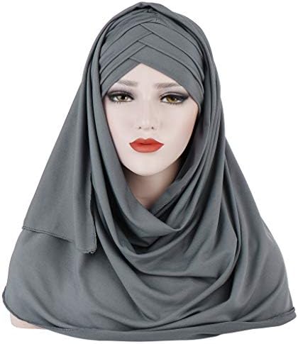 חיג ' אב טורבן כובע לנשים רפוי ראש כורכת כובע קל משקל מוצק צבע טורבן נשים מוסלמי מלא כיסוי צעיף כובעים