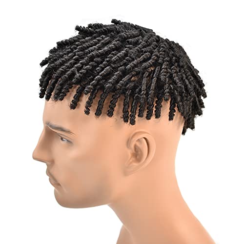 אפרו קינקי טוויסט סרוגה צמות שיער לגברים שחורים אפריקאי אמריקאי שיער טבעי מערכת החלפת 8 * 10 כל פו מוזרק פולי עור מתולתל שיער חתיכה גברים