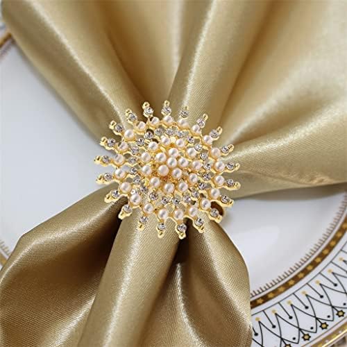 N/A פרח פרל ריינסטון מפית מפית טבעת מתכת מפיתת מפית לשולחן ארוחת ערב לחג המולד לחתונה