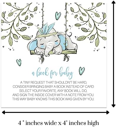 נייר חכם מסיבת כחול פיל להביא ספר כרטיסי עבור תינוק מקלחת בני הזמנה הכנס עבור רויאל נסיך מסיבות-ירק נושא כפרי-4 * 4 מודפס כרטיס סט