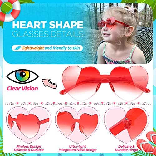 תיבת מתנה 24 חבילה לב משקפי שמש בצורת לב משקפי שמש ילדים משקפי שמש המפלגה טובות לב משקפיים יום הולדת בנות
