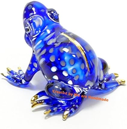 מיני מיני כחול צפרדע אמנות זכוכית מפוצצת זוחלים פסלון בעלי חיים מס '5 - אוסף Y