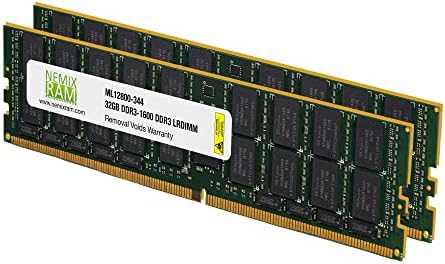 64GB DDR3-1600MHz PC3-12800 ECC LRDIMM 4RX4 1.5V עומס מופחת זיכרון שרת על ידי NEMIX RAM