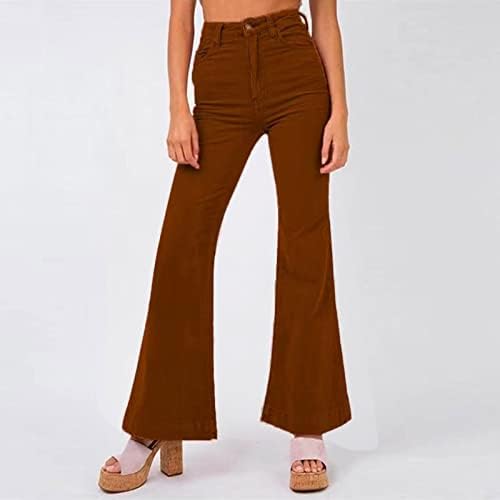 מכנסי התלקחות קורדרוי בצבע אחיד לנשים מכנסי רגל רחבים רחוב מכנסי קז ' ואל בצבע אחיד פי 3