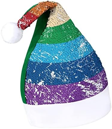 להטב הומו זכויות דגל פאייטים חג המולד כובעי סנטה חג המולד כובע למבוגרים שמח חג המולד המפלגה תלבושות בני כובע