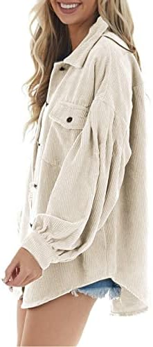 ז'קט קורדרוי נשים חולצה חורפית מעיל צוואר גולף ז'קטים מזדמנים ז'קט חם עם כפתור רוכסן נשים סוודר נשים