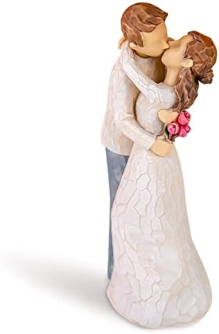 פסל צלמיות של בעל ואישה, רומנטי צבוע ביד נשיקה אוהבת דמות יום השנה לחתונה מתנה ליום האהבה עבורו חבר חבר