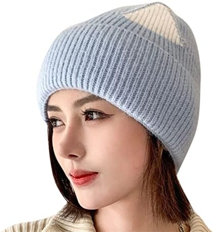 נשים מקרית לקפל מכפלת חם אופנה כובע לסרוג כובע חתול אוזן אחוי עיצוב לקצץ כובע חם חיצוני פעילויות אטום לרוח כובע