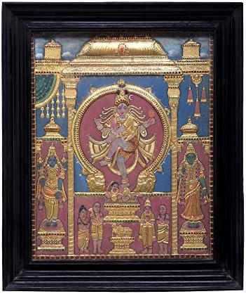 הודו אקזוטית ציור אורדהווה טנדב טנג ' ור גדול / צבעים מסורתיים עם זהב 24 קראט / עץ טיק ו