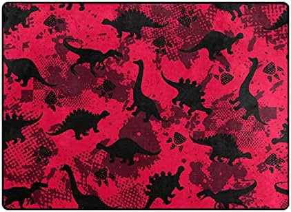 דינוזאורים של Baxiej שחור אדום אדום גדול שטיחים שטיחים שטיחים פליימאט שטיח לילדים לחדר משחק חדר שינה סלון 63 x 48 אינץ ', שטיח תפאורה
