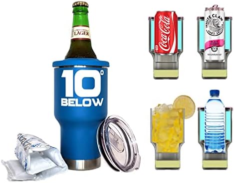 סקדי 10 מתחת לקפוא 22 אונקיות כוס / פחית ומקרר בקבוקים עם תרמפק-מתקרר לאפס ומתחת! 5 ב 1 עיצוב - קרח כחול