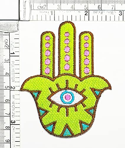 ירוק חמסה יד עין רעה בודהה יד לתפור ברזל על טלאים רקומים קריקטורה ילדי ילדים אופנה מדבקת מלאכת פרויקטים אבזר תפירה עשה זאת בעצמך סמל בגדי