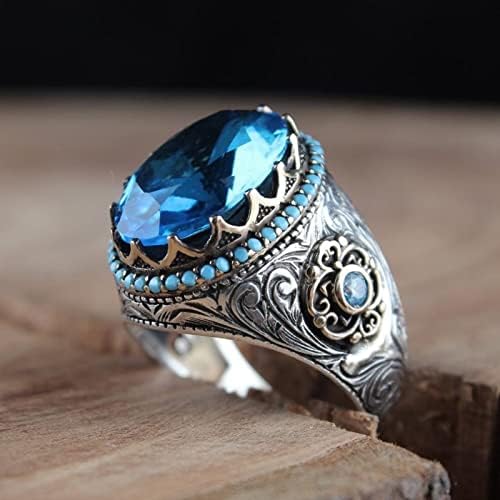 מלא אצבע טבעות לנשים עגול טבעת טבעת גדול יהלומי טבעת חן טבעת טבעת יהלום מתנת טבעת בציר יהלומי טבעת ספיר צורת טבעת גדול כחול טבעות חתול