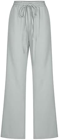 מכנסי נשים מכנסיים רגועים מכנסיים פשתן מזדמן פעמון מתרחב ברגל ישר רגל ישר מכנסי אתחול רגיל 2023 45