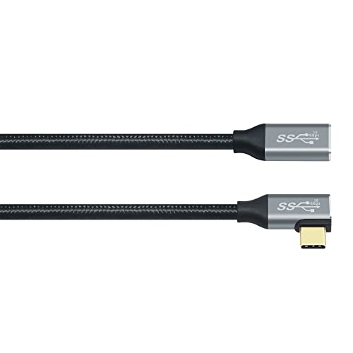 DCHAV 6FT 100W USB C ל- USB C כבל זכר לנקבה 4K פלט וידאו 10 ג'יגה -ביט לשנייה העברת נתונים 3.1 GEN 2 PD 20V 5A טעינה מהירה של 90 מעלות