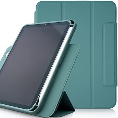 Lanhorse חדש iPad Mini 6 Case 8.3 אינץ '2021 שחרור, מתג מגנט נוף וצפייה בדיוקן תיק עמידה, מקרה סיבוב דק מעמד. צבא ירוק
