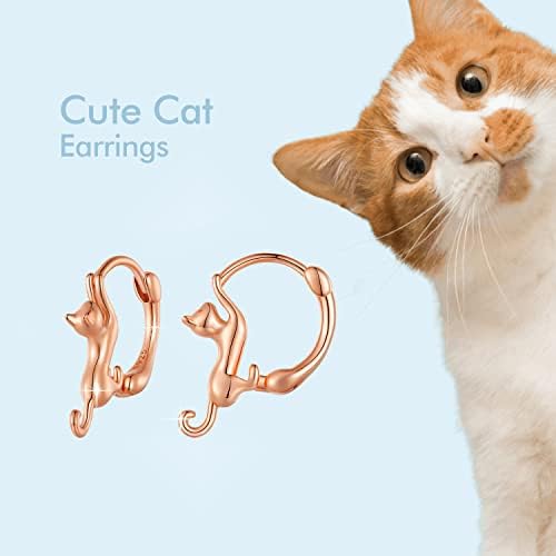 מונדל 925 סטרלינג כסף חמוד חתול האגי חישוק עגילי עבור חתול אוהבי היפואלרגנית חישוק עגילי הצהרת תכשיטים