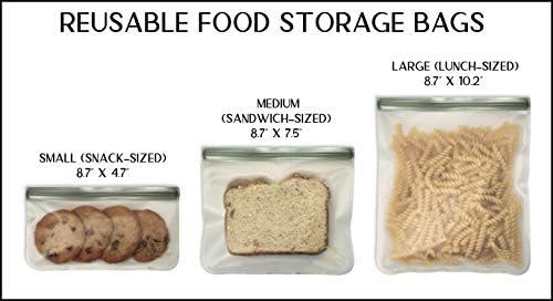 לשימוש חוזר מזון אחסון שקיות, סט של 10, על ידי טוב יותר מטבח מוצרים, עם סגירת נעילת מיקוד כפולה, עבור מזון, נסיעות, ושימוש כללי, עבה פווה