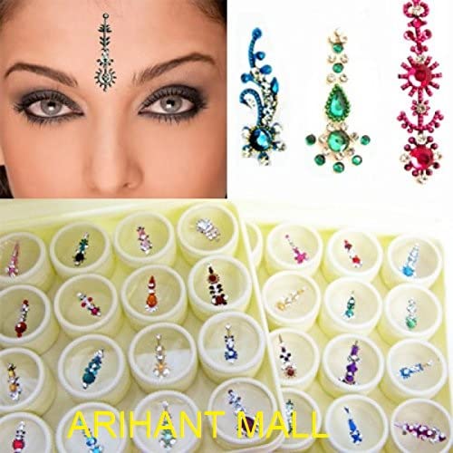 Bindi Box ארוך גביש צבעוני ארוך בינדיות כלות פנים תכשיטים מצחי טיקה