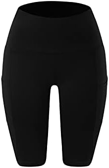 מכנסי יוגה קצרים לנשים מכנסיים קצרים של אופנוענים במותניים עם כיסים עם אימון בקרת בטן אימון אתלטי קצר