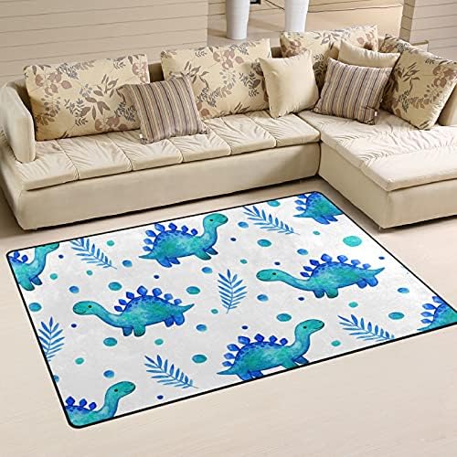 דינוזאורים כחולים בצבעי מים שטיחים שטיחים גדולים של שטיחי פליימה שטיחים לילדים משחק חדר שינה חדר שינה 31x20 אינץ ', שטיח תפאורה ביתית