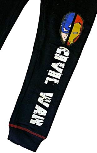 קפטן אמריקה של מארוול בוי: מלחמת אזרחים מול איירון מן ג'וג'ר מכנסיים מכנסי אימונית תחתית מכנסי כותנה שחורים מכנסי כותנה שחורים
