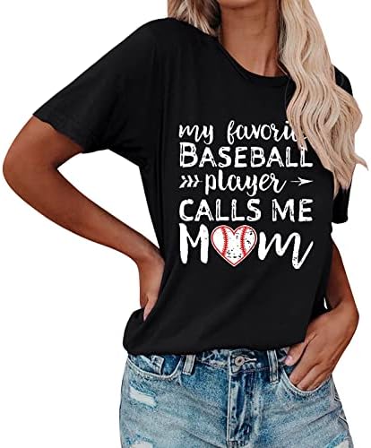 נשים חמוד חולצות, בייסבול אמא חולצה מצחיק מגניב בייסבול הדפסה קצר שרוול גרפי טיז קיץ רופף מזדמן חולצות
